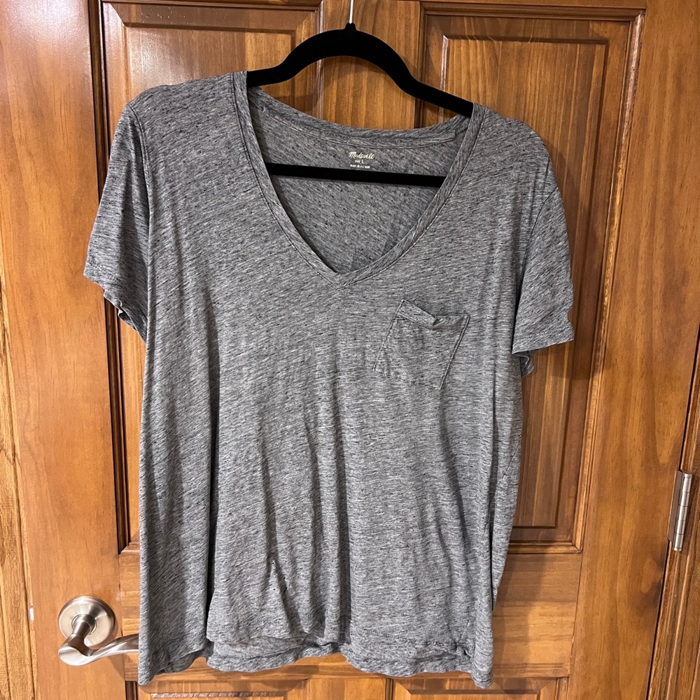 Madewell Gray V-Neck Women's Top
